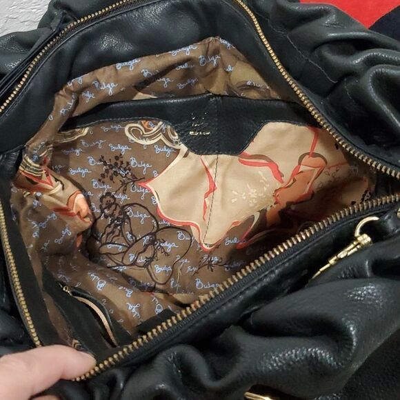 Bulga Large Satchel Bag in Black Made in Italy - Picture 13 of 16